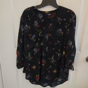 torrid Black Celestial & Star Print Blouse